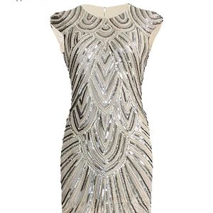 Gatsby style party dress in beige